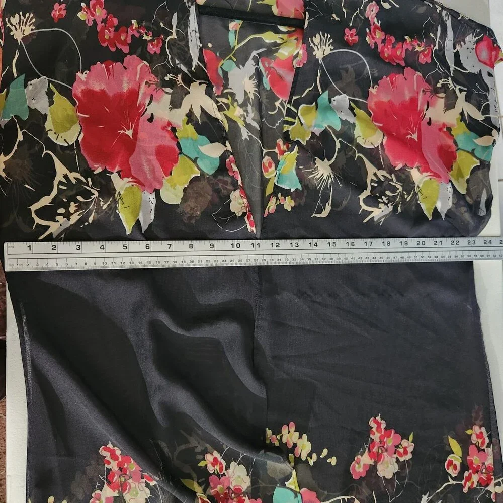 Whimsigoth Cardigan Duster Medium Floral Black Boho Cottagecore Fairy Swim
